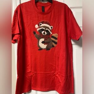 Red Christmas Raccoon T-Shirt